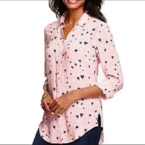 Talbots Tops - Talbots Pink Hearts Button Down Shirt